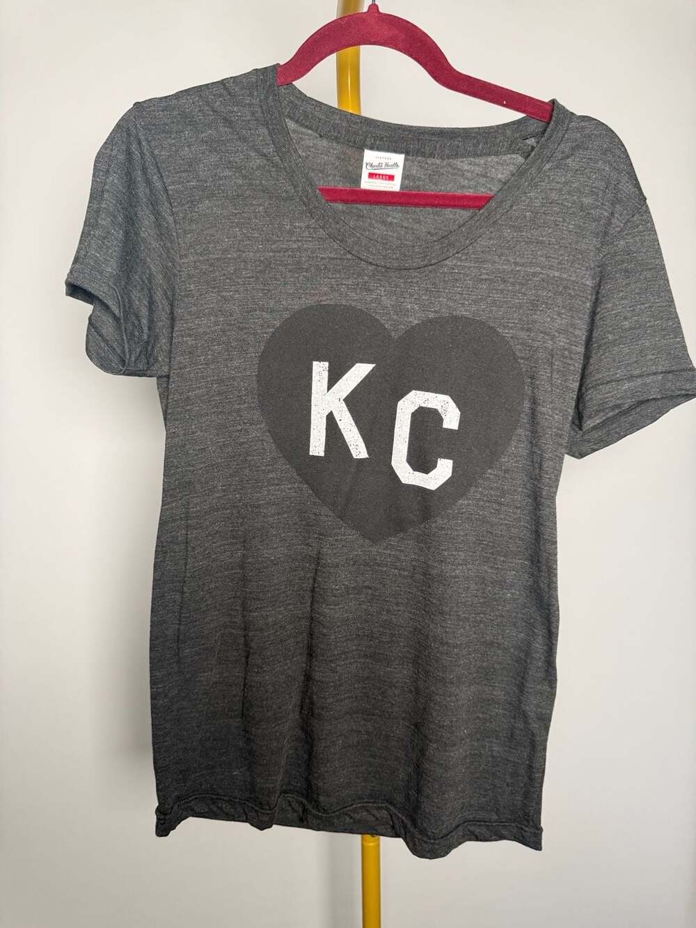 Charlie Hustle Charcoal Gray KC Heart T-Shirt women’s cut large